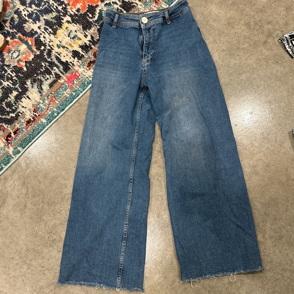 Blue straight high rise zara jeans